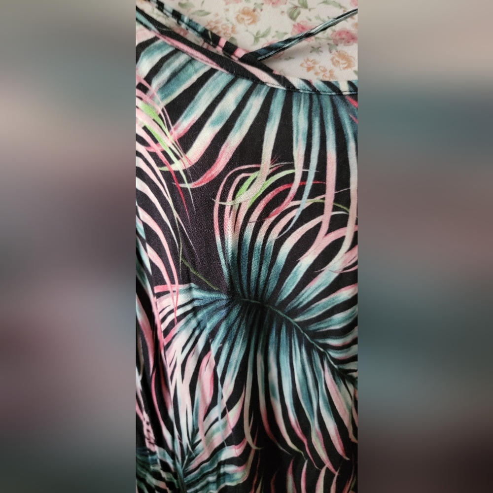 Tropical Print Spaghetti Strap Blouse Size 2 - Picture 2 of 5